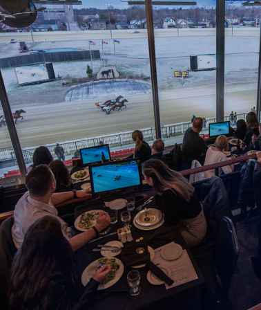 View from Top of the Fair Restaurant watching harness racing