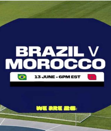 Watch Party BRA vs MAR hosted by Frittos - 13 June